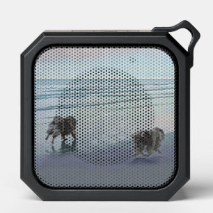 Keeshonds at the Seashore Painting Dog Art Bluetooth Speaker