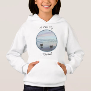 Keeshonds at the Seashore Painting Dog Art Hoodie