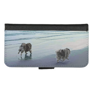 Keeshonds at the Seashore Painting Dog Art iPhone 8/7 Wallet Case