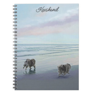 Keeshonds at the Seashore Painting Dog Art Notebook