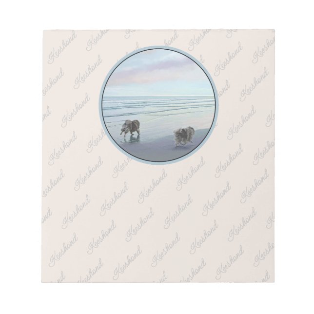 Keeshonds at the Seashore Painting Dog Art Notepad (Front)