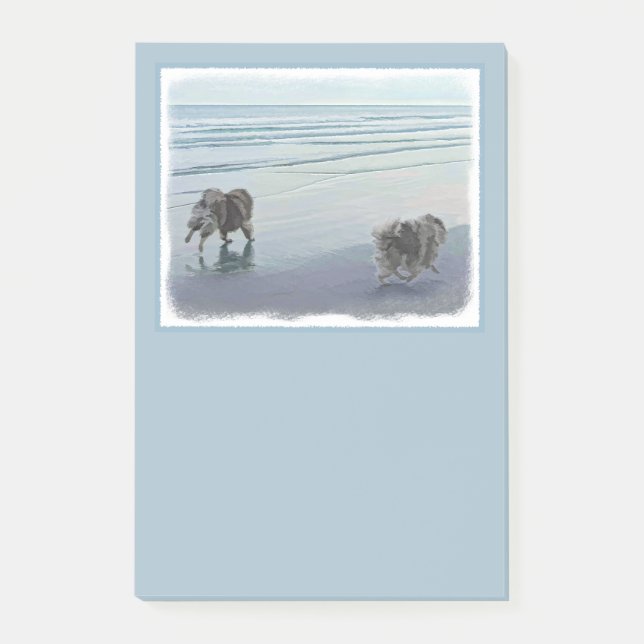 Keeshonds at the Seashore Painting Dog Art Post-it Notes (Front)