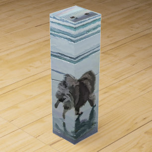 Keeshonds at the Seashore Painting Dog Art Wine Box