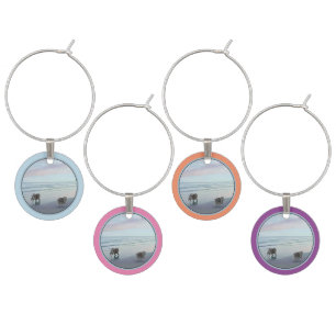Keeshonds at the Seashore Painting Dog Art Wine Charm