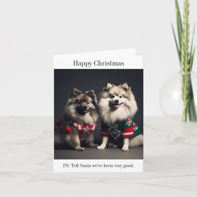 Keeshonds in Christmas Jumpers Card (Front)