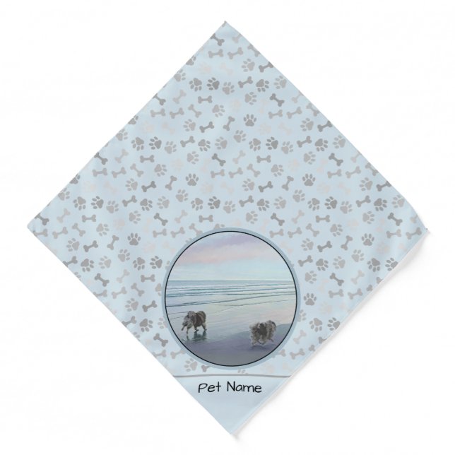 Keeshonds Painting Seashore Beach Original Dog Art Bandana (Front)