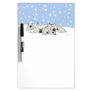 Keesies in the Snow - Happy Keeshond with Puppies Dry-Erase Board