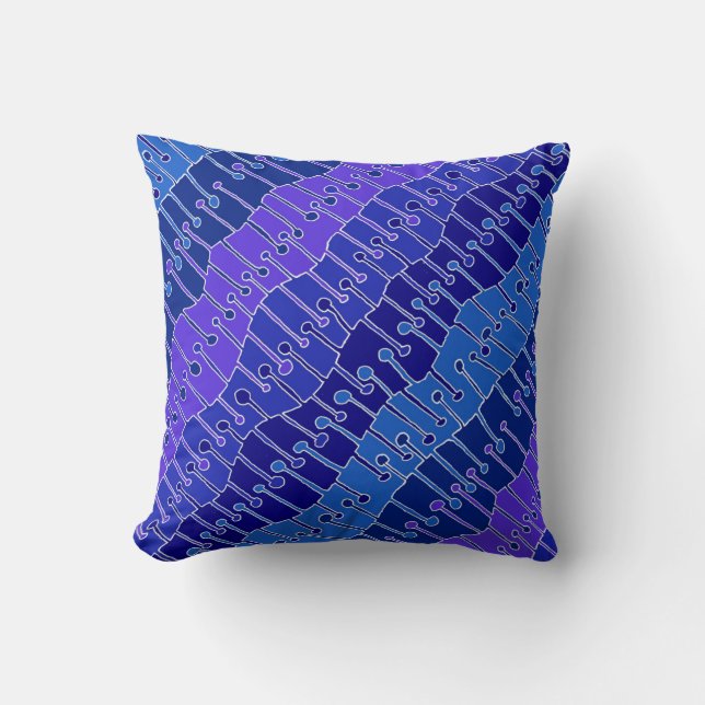 Keet Seel in purple, blue and white Throw Pillow (Front)