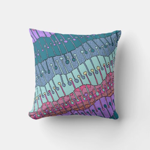 Keet Seel in turquoise and purple Throw Pillow