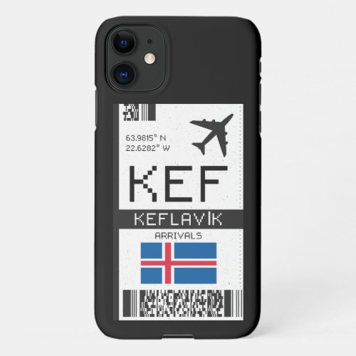 KEF Keflavik Boarding Pass _ Iceland Ticket  iPhone 11 Case