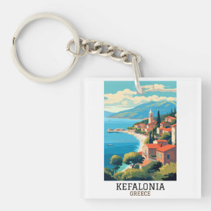 Kefalonia Greece Retro Vintage Travel Keychain