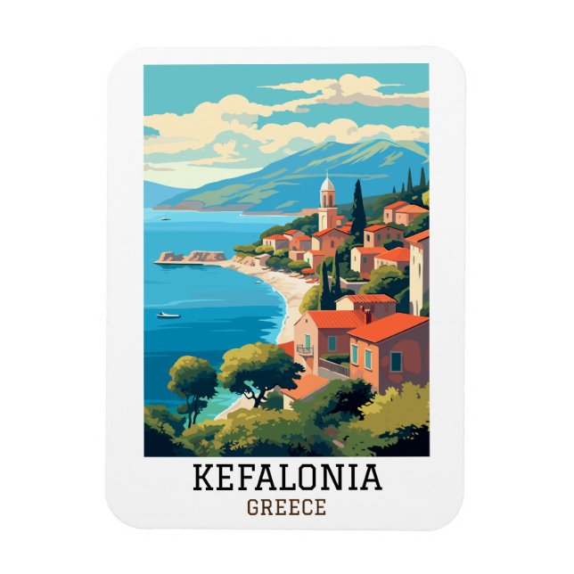 Kefalonia Greece Retro Vintage Travel Magnet (Vertical)