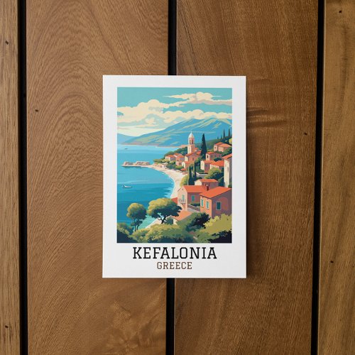 Kefalonia Greece Retro Vintage Travel Postcard