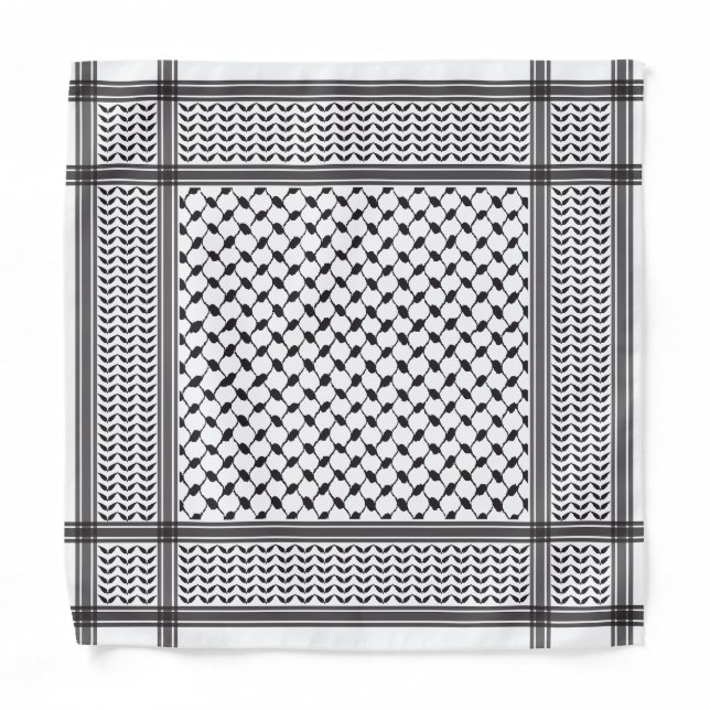Keffiyeh Palestine Pattern Black Bandana (Front)