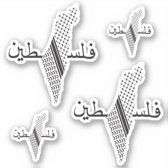 Keffiyeh Palestine Pattern Map Sticker (Front)