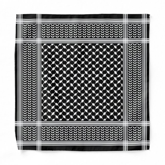 Keffiyeh Palestine Pattern White Bandana (Front)