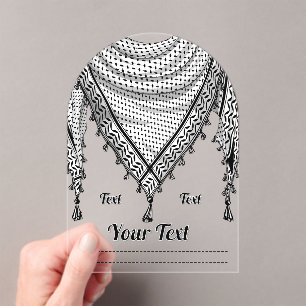 Keffiyeh Palestinian Scarf Traditional Fabric Acrylic Invitations