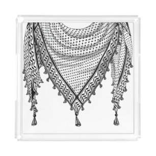 Keffiyeh Palestinian Scarf Traditional Fabric Acrylic Tray