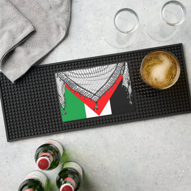 Keffiyeh Palestinian Scarf Traditional Fabric Bar Mat (Insitu (Bar 1))