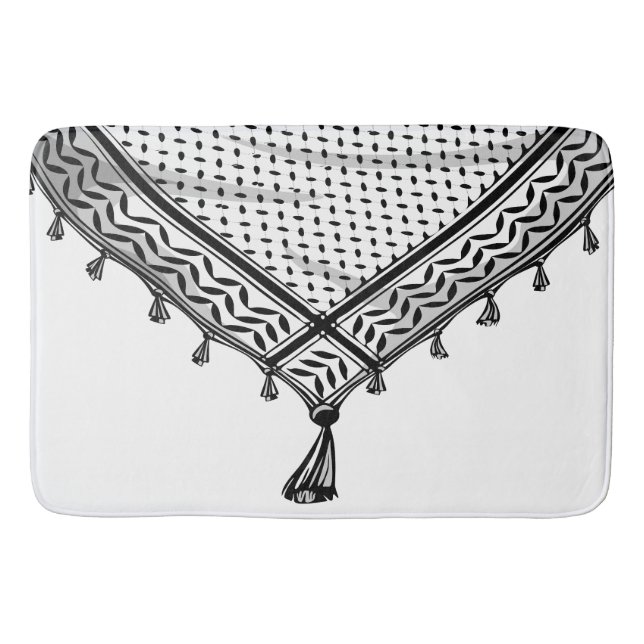 Keffiyeh Palestinian Scarf Traditional Fabric Bath Mat (Front)