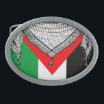 Keffiyeh Palestinian Scarf Traditional Fabric Belt Buckle<br><div class="desc">Palestinian / Arab Keffiyeh black and white Scarf designed as if wrapped around the neck, element isolated on white. The keffiyeh, also known as a hatta, is a traditional Arab headdress. Historically, it was worn by nomadic communities — or Bedouins — in historic Palestine. It's typically made of cotton and...</div>