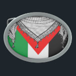 Keffiyeh Palestinian Scarf Traditional Fabric Belt Buckle<br><div class="desc">Palestinian / Arab Keffiyeh black and white Scarf designed as if wrapped around the neck, element isolated on white. The keffiyeh, also known as a hatta, is a traditional Arab headdress. Historically, it was worn by nomadic communities — or Bedouins — in historic Palestine. It's typically made of cotton and...</div>