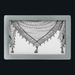 Keffiyeh Palestinian Scarf Traditional Fabric Belt Buckle<br><div class="desc">Palestinian / Arab Keffiyeh black and white Scarf designed as if wrapped around the neck, element isolated on white. The keffiyeh, also known as a hatta, is a traditional Arab headdress. Historically, it was worn by nomadic communities — or Bedouins — in historic Palestine. It's typically made of cotton and...</div>