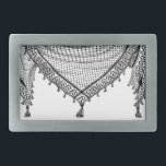 Keffiyeh Palestinian Scarf Traditional Fabric Belt Buckle<br><div class="desc">Palestinian / Arab Keffiyeh black and white Scarf designed as if wrapped around the neck, element isolated on white. The keffiyeh, also known as a hatta, is a traditional Arab headdress. Historically, it was worn by nomadic communities — or Bedouins — in historic Palestine. It's typically made of cotton and...</div>