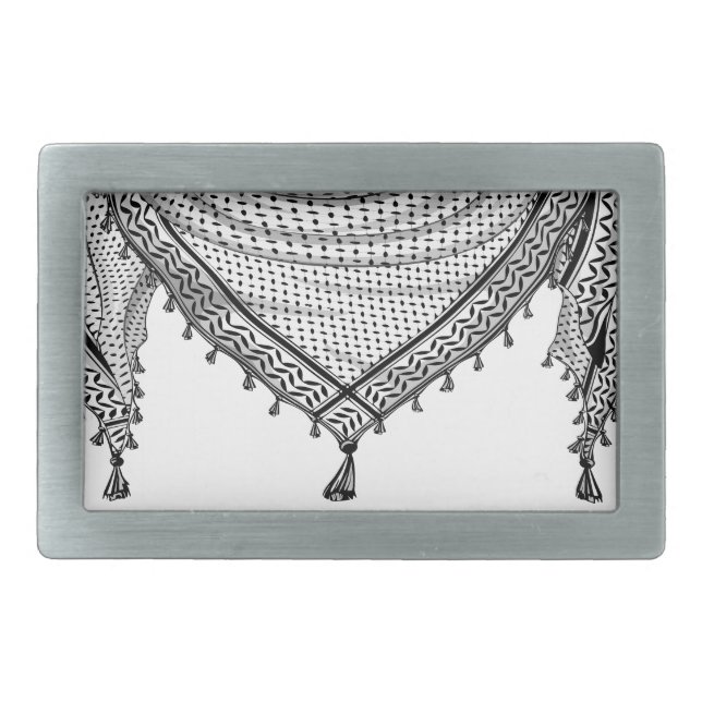 Keffiyeh Palestinian Scarf Traditional Fabric Belt Buckle (Front)
