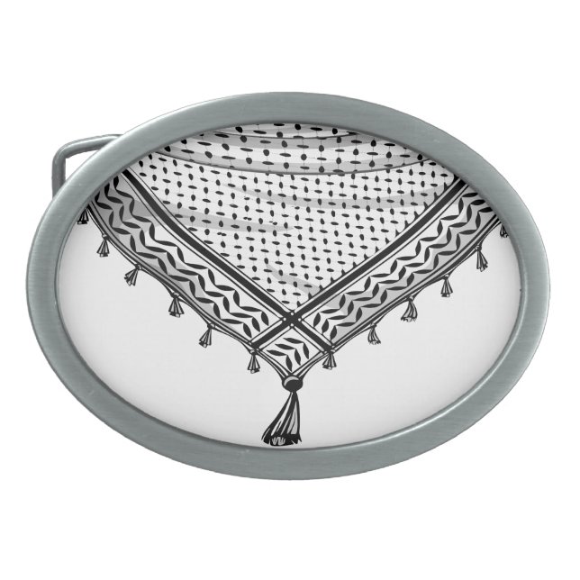 Keffiyeh Palestinian Scarf Traditional Fabric Belt Buckle (Front)