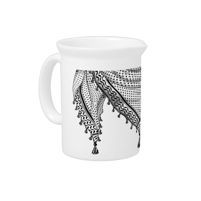 Keffiyeh Palestinian Scarf Traditional Fabric Beverage Pitcher (Left)