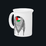 Keffiyeh Palestinian Scarf Traditional Fabric Beverage Pitcher<br><div class="desc">Palestinian / Arab Keffiyeh black and white Scarf designed as if wrapped around the neck, element isolated on white. The keffiyeh, also known as a hatta, is a traditional Arab headdress. Historically, it was worn by nomadic communities — or Bedouins — in historic Palestine. It's typically made of cotton and...</div>