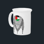 Keffiyeh Palestinian Scarf Traditional Fabric Beverage Pitcher<br><div class="desc">Palestinian / Arab Keffiyeh black and white Scarf designed as if wrapped around the neck, element isolated on white. The keffiyeh, also known as a hatta, is a traditional Arab headdress. Historically, it was worn by nomadic communities — or Bedouins — in historic Palestine. It's typically made of cotton and...</div>