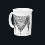 Keffiyeh Palestinian Scarf Traditional Fabric Beverage Pitcher<br><div class="desc">Palestinian / Arab Keffiyeh black and white Scarf designed as if wrapped around the neck, element isolated on white. The keffiyeh, also known as a hatta, is a traditional Arab headdress. Historically, it was worn by nomadic communities — or Bedouins — in historic Palestine. It's typically made of cotton and...</div>