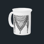 Keffiyeh Palestinian Scarf Traditional Fabric Beverage Pitcher<br><div class="desc">Palestinian / Arab Keffiyeh black and white Scarf designed as if wrapped around the neck, element isolated on white. The keffiyeh, also known as a hatta, is a traditional Arab headdress. Historically, it was worn by nomadic communities — or Bedouins — in historic Palestine. It's typically made of cotton and...</div>