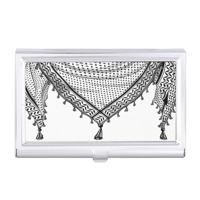 Keffiyeh Palestinian Scarf Traditional Fabric Business Card Case (Front)