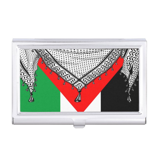 Keffiyeh Palestinian Scarf Traditional Fabric Business Card Case (Front)