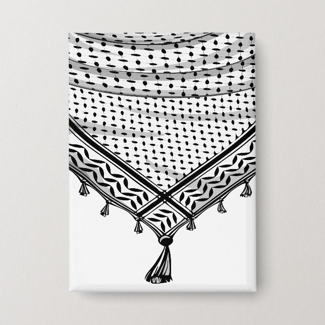 Keffiyeh Palestinian Scarf Traditional Fabric Button (Front)