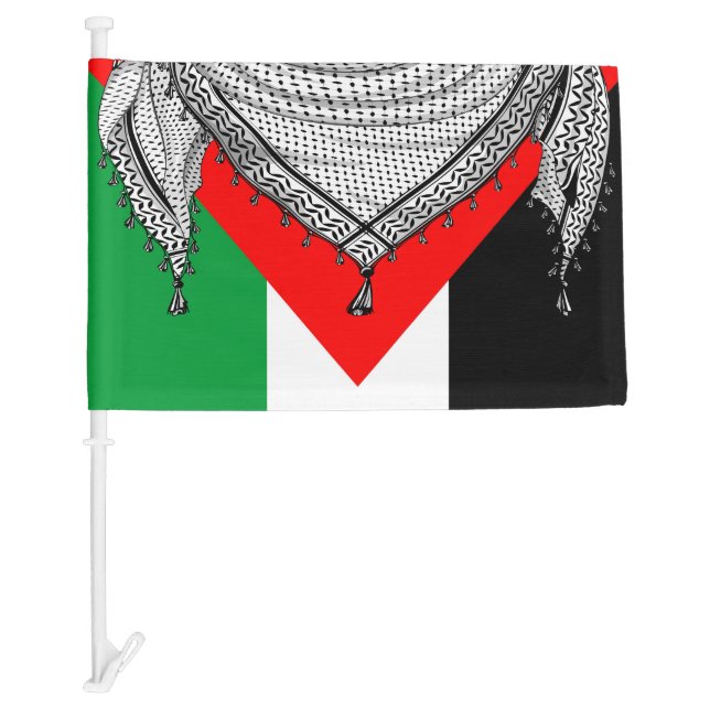 Keffiyeh Palestinian Scarf Traditional Fabric Car Flag (Front)