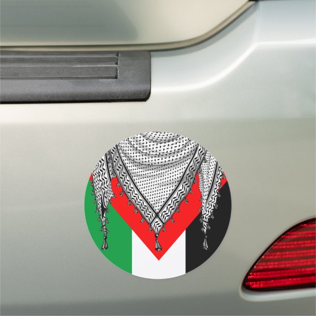 Keffiyeh Palestinian Scarf Traditional Fabric Car Magnet (In Situ)