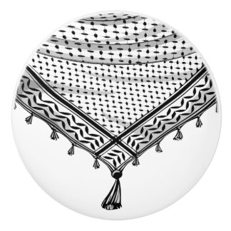 Keffiyeh Palestinian Scarf Traditional Fabric Ceramic Knob