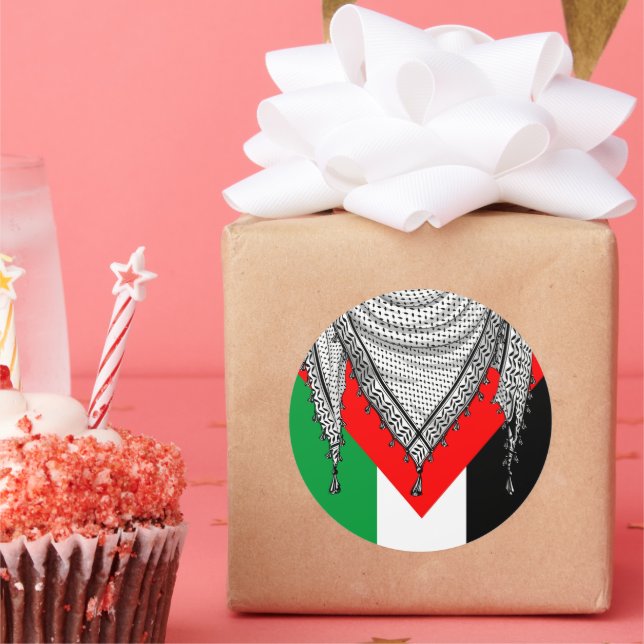 Keffiyeh Palestinian Scarf Traditional Fabric Classic Round Sticker (Party)