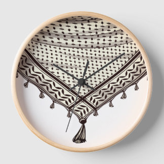 Keffiyeh Palestinian Scarf Traditional Fabric Clock