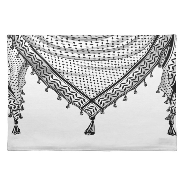 Keffiyeh Palestinian Scarf Traditional Fabric Cloth Placemat (Front)