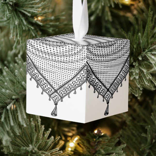 Keffiyeh Palestinian Scarf Traditional Fabric Cube Ornament (Tree)