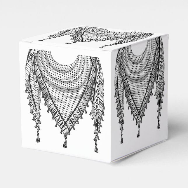 Keffiyeh Palestinian Scarf Traditional Fabric Favor Boxes (Front Side)