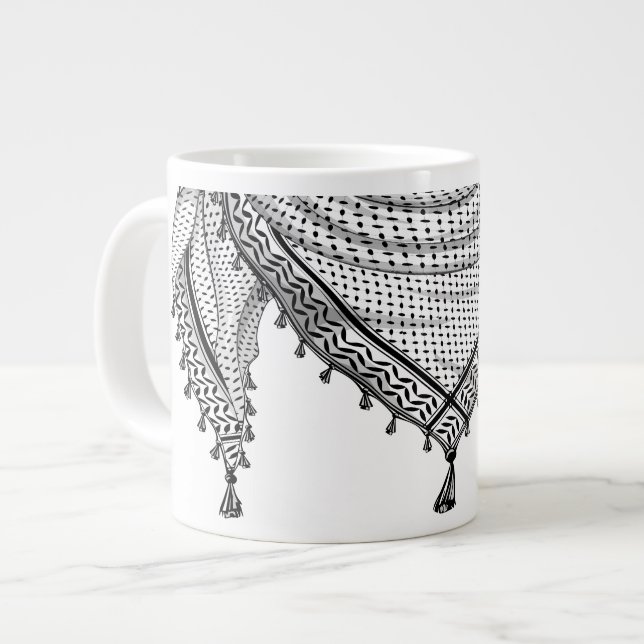 Keffiyeh Palestinian Scarf Traditional Fabric Giant Coffee Mug (Front Left)