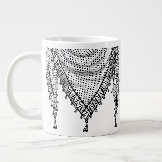 Keffiyeh Palestinian Scarf Traditional Fabric Giant Coffee Mug (Left)
