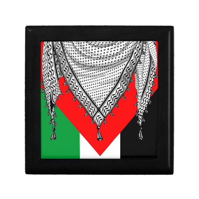 Keffiyeh Palestinian Scarf Traditional Fabric Gift Box (Front)
