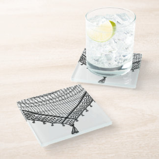 Keffiyeh Palestinian Scarf Traditional Fabric Glass Coaster